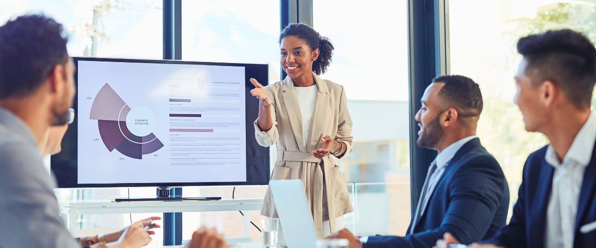 Young woman making a presentation